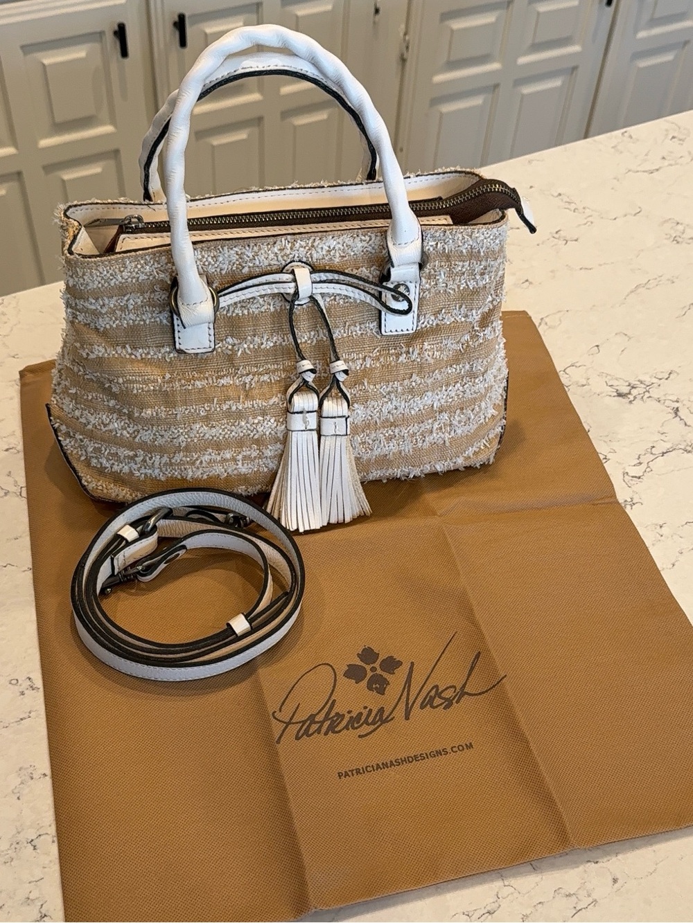 Patricia Nash Ebbe Woven Straw Angela Satchel Crossbody